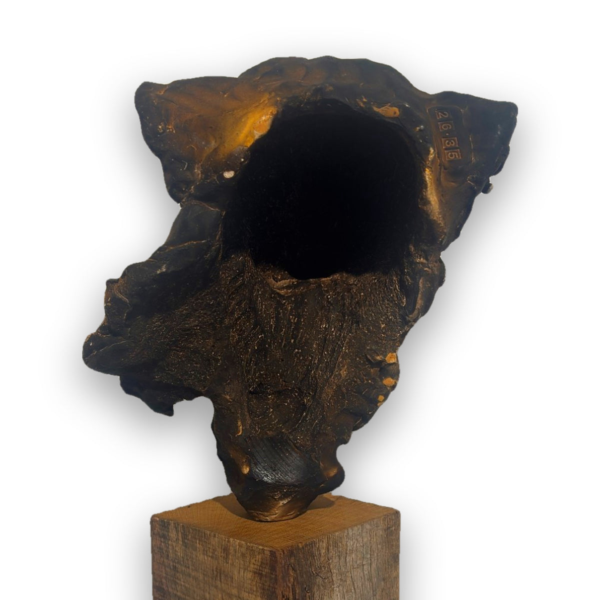L'Aînée – Tête de lionne en céramique, sculpture de Ronceval, vue de dos